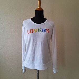 Sundry Lovers Graphic Pullover Sweatshirt Top Size 0 White